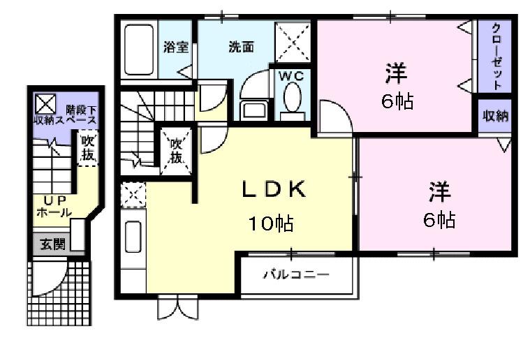 ラ・ミティエ(2LDK/2階)の間取り写真