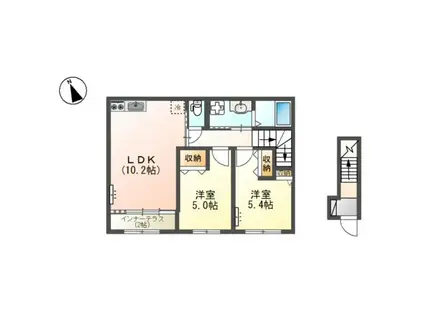 高宮町工事(2LDK/2階)の間取り写真