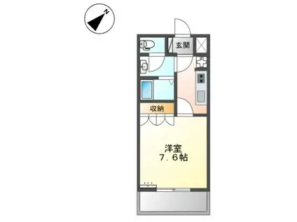アビエスⅠ(1K/2階)の間取り写真