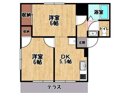 リーベルスクエア(2DK/1階)の間取り写真