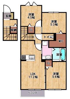 コットンハウス3(3LDK/2階)の間取り写真