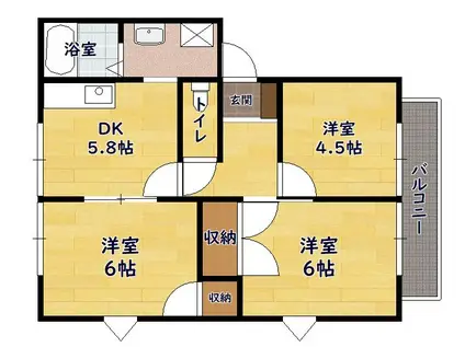 ローズハイツ(3DK/2階)の間取り写真