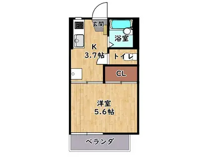 ハイツてんりゅう(1K/2階)の間取り写真
