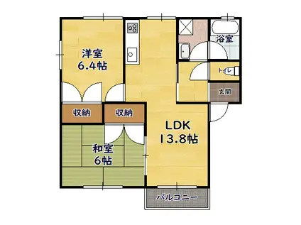 サンシャイン山東(2LDK/2階)の間取り写真