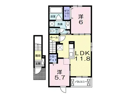 エーリ・フノマージュ(2LDK/2階)の間取り写真