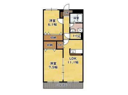 ブレイン長浜Ⅰ(2LDK/2階)の間取り写真