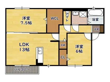 グレイスソシアキトロ(2LDK/2階)の間取り写真