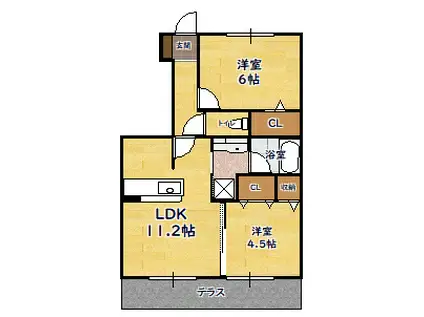 サンシャイン北斗(2LDK/1階)の間取り写真
