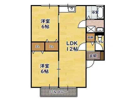 ファミール花の木(2LDK/2階)の間取り写真