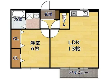 プランドールカーサ(1LDK/2階)の間取り写真