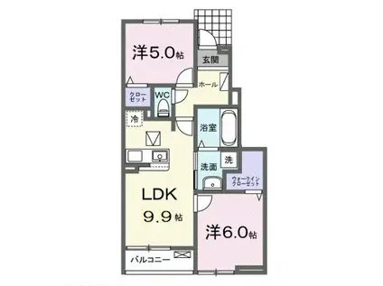カーサ・彩(2LDK/1階)の間取り写真