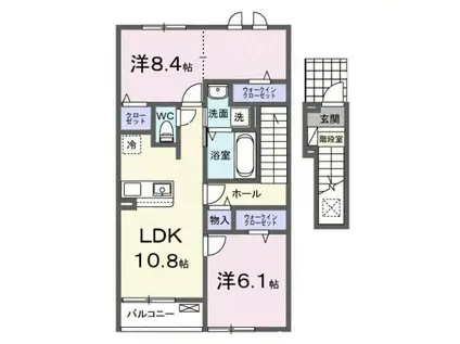 カーサ・彩(2LDK/2階)の間取り写真