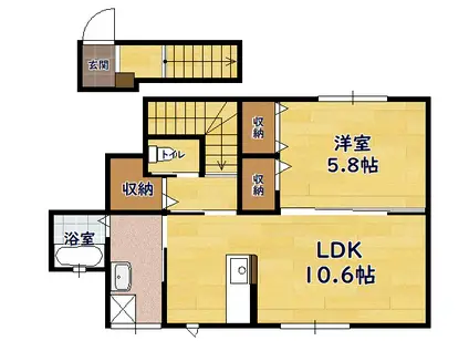 カノン2(1LDK/2階)の間取り写真