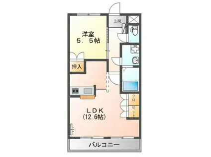L‐STAGE(1LDK/2階)の間取り写真