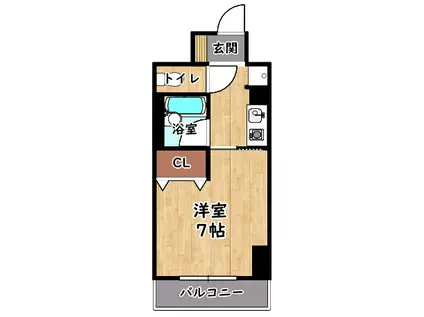 サンタウン竹鼻A棟(1K/6階)の間取り写真