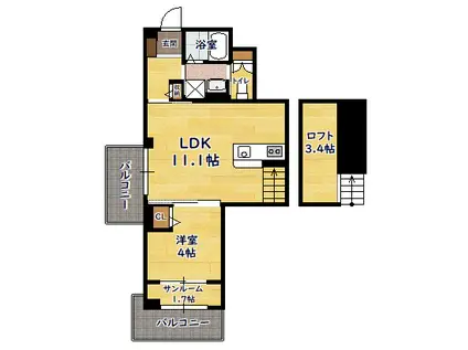 GRAN LAGO(1LDK/2階)の間取り写真