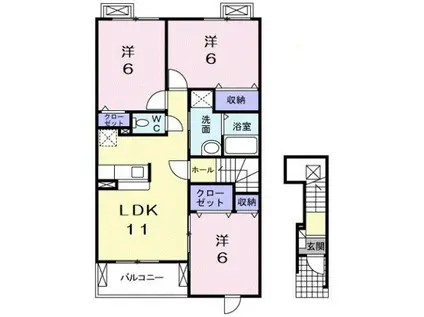 ソル・レヴェンテ・ウーノ(3LDK/2階)の間取り写真