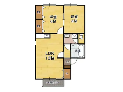 サンシャイン翼(2LDK/2階)の間取り写真