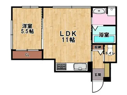 ランマンスクエア(1LDK/1階)の間取り写真