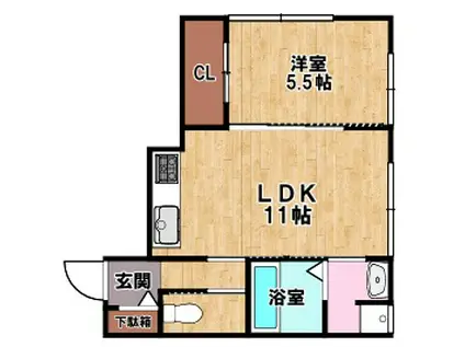 ランマンスクエア(1LDK/2階)の間取り写真