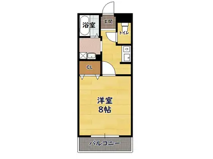 CASA KUMODE(1K/3階)の間取り写真
