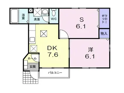 エフインフィニート(1SDK/1階)の間取り写真