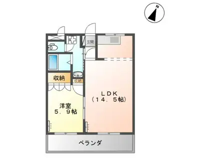 GREENVILLAGE(1LDK/2階)の間取り写真