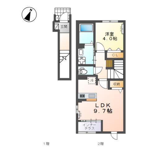 室町アパート工事(1LDK/2階)の間取り写真