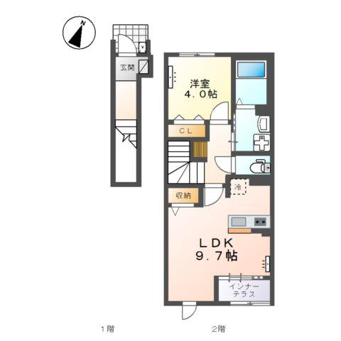 室町アパート工事(1LDK/2階)の間取り写真
