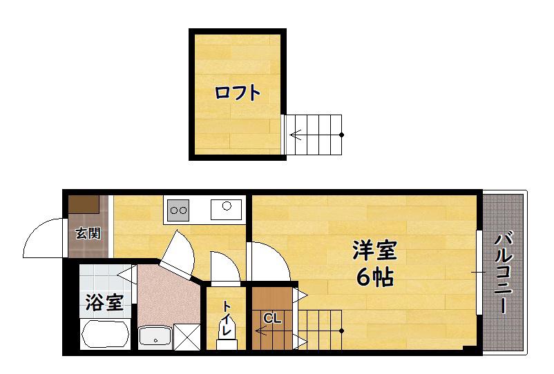 ハイアール21(1K/2階)の間取り写真