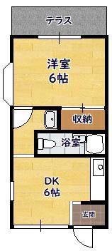 ドリームコーポK(1DK/1階)の間取り写真