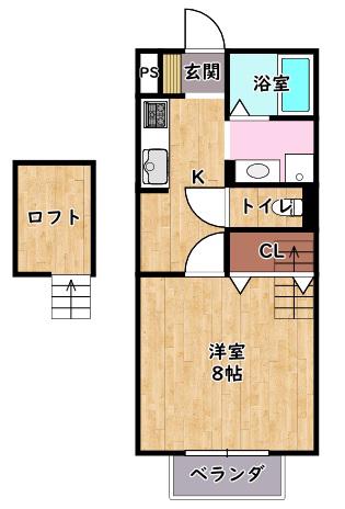 ピノカーサ(1K/2階)の間取り写真