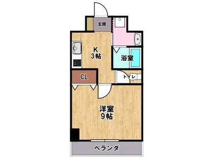 マンション彦根駅西(1K/3階)の間取り写真