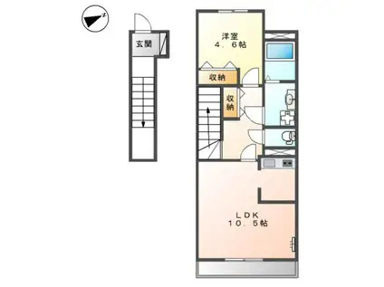 メゾンかきつばた(1LDK/2階)の間取り写真
