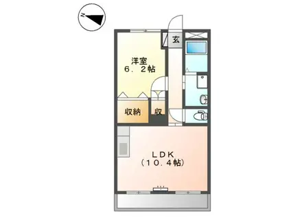 フローラルコート(1LDK/2階)の間取り写真
