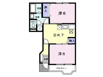 東海道本線 南彦根駅 徒歩15分 2階建 築24年(2DK/1階)の間取り写真