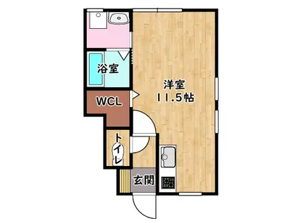 パステルスクエア(ワンルーム/1階)の間取り写真