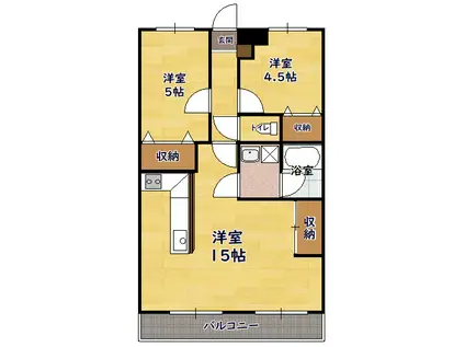 RIVER SIDE 11(2LDK/2階)の間取り写真