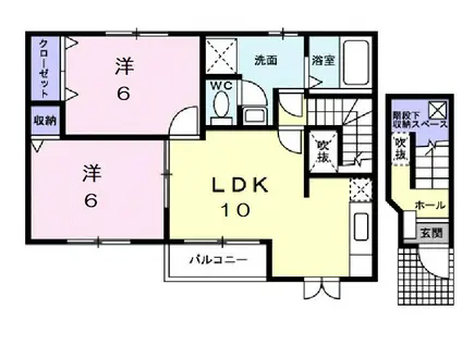 ラ・ミティエ(2LDK/2階)の間取り写真