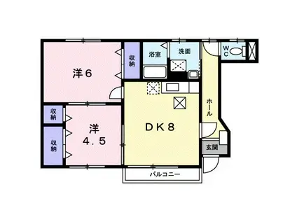 エストロジュマン(2DK/1階)の間取り写真