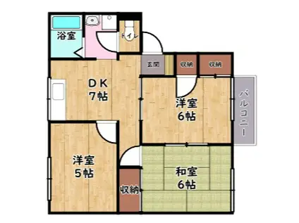 フレックスⅠ(3DK/2階)の間取り写真