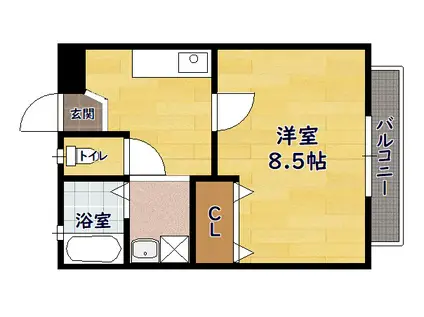 フリーデンヒュッテ(1K/1階)の間取り写真