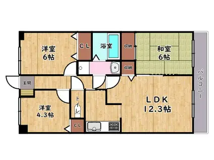 モン・シェリ マ・シェリ(3LDK/1階)の間取り写真
