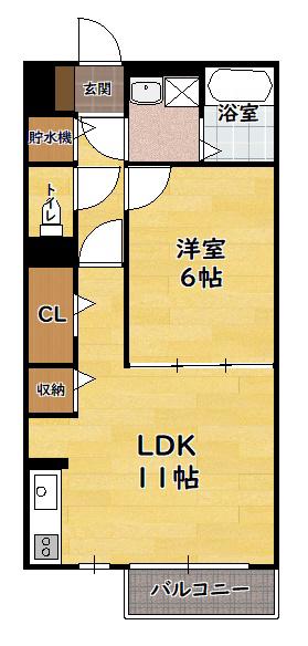 ボンヌ・シャンス DEUX(1LDK/1階)の間取り写真