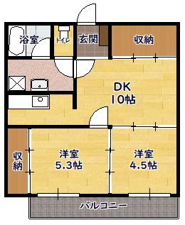 第2森野ビル(2DK/5階)の間取り写真