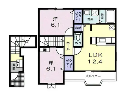 カーサグランデ(2LDK/2階)の間取り写真