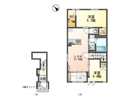 CROSS TERRACE(2LDK/2階)の間取り写真