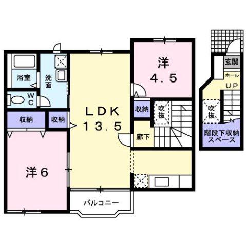 パレ・ノールⅡ(2LDK/2階)の間取り写真
