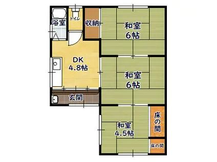 北陸本線 長浜駅 徒歩13分 1階建 築50年(3K)の間取り写真