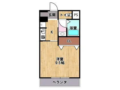 ヴァヤーシェ(1K/1階)の間取り写真